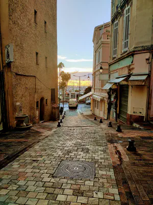 Cannes old town by a sunny winter morning