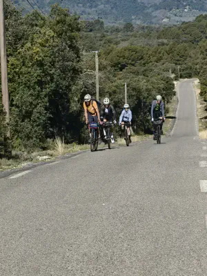 Climbing over a steep hill on a ondulated road