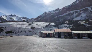 Crossing border between Chile and Argentina in the Andes
