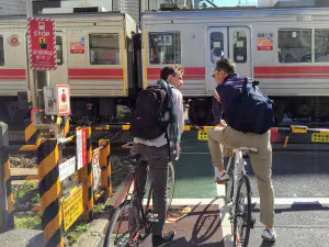Tokyo, waiting for the train to pass